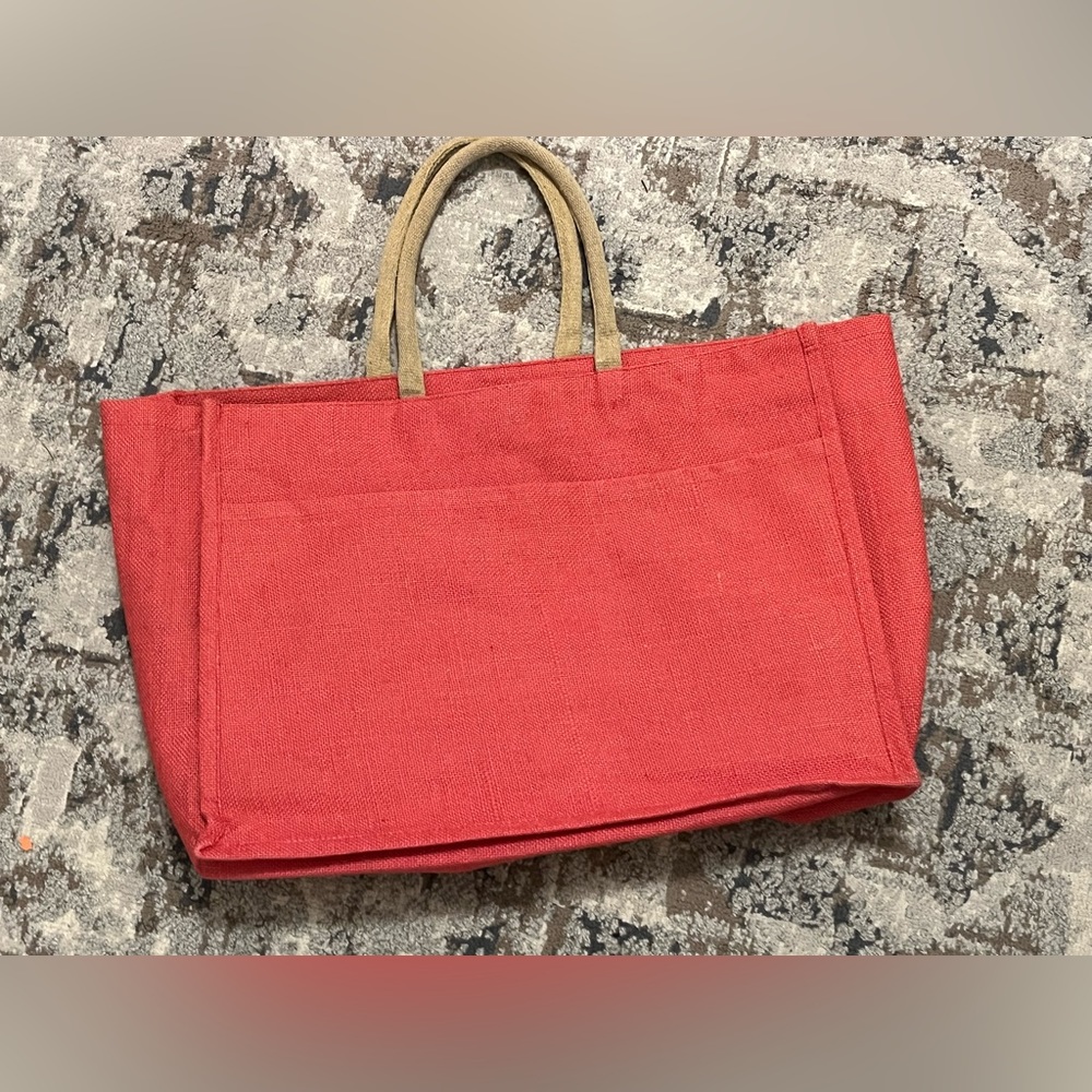Canvas lined Tote - Coral